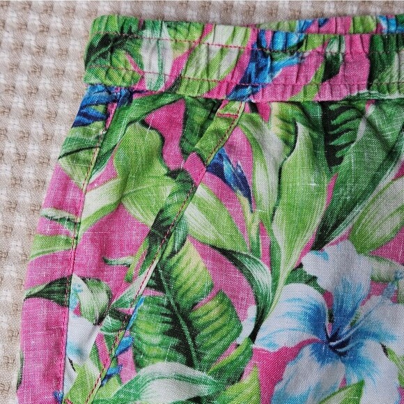 Tommy Bahama Tulum Blooms Tropical Wide Leg Drawstring Waist Linen Trouser Pants - Picture 4 of 11